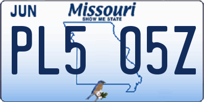 MO license plate PL5O5Z