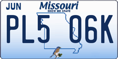 MO license plate PL5O6K