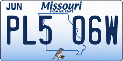 MO license plate PL5O6W