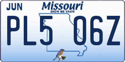 MO license plate PL5O6Z