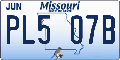 MO license plate PL5O7B