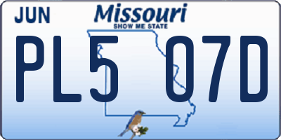 MO license plate PL5O7D