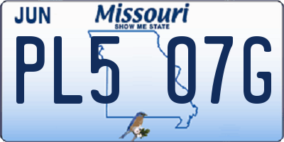 MO license plate PL5O7G