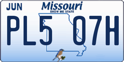 MO license plate PL5O7H