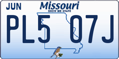 MO license plate PL5O7J