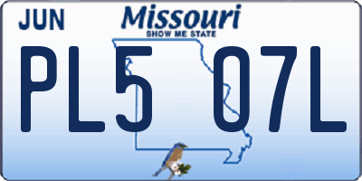 MO license plate PL5O7L