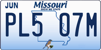MO license plate PL5O7M