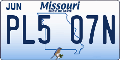 MO license plate PL5O7N