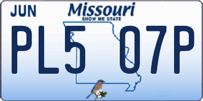 MO license plate PL5O7P