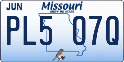 MO license plate PL5O7Q