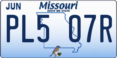 MO license plate PL5O7R