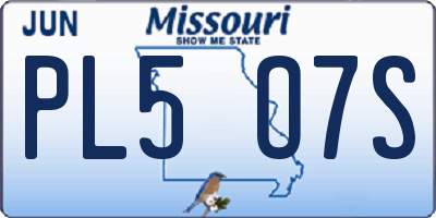 MO license plate PL5O7S