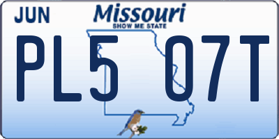 MO license plate PL5O7T