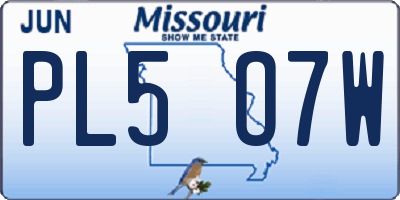 MO license plate PL5O7W