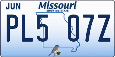 MO license plate PL5O7Z