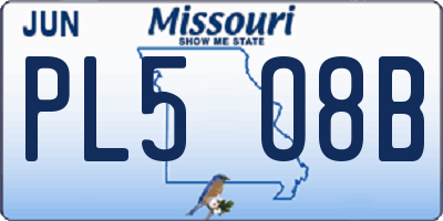 MO license plate PL5O8B