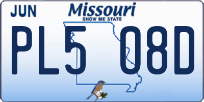 MO license plate PL5O8D