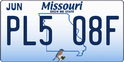 MO license plate PL5O8F