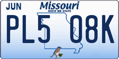 MO license plate PL5O8K