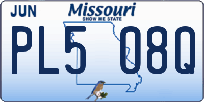 MO license plate PL5O8Q