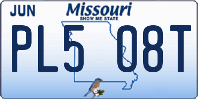 MO license plate PL5O8T