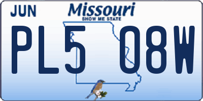 MO license plate PL5O8W