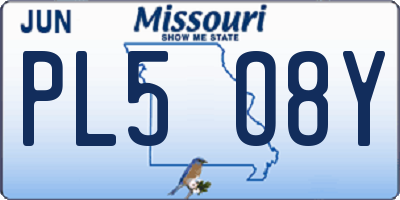 MO license plate PL5O8Y
