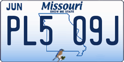 MO license plate PL5O9J