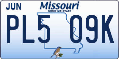 MO license plate PL5O9K