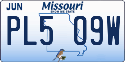 MO license plate PL5O9W