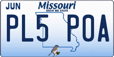 MO license plate PL5P0A