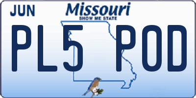 MO license plate PL5P0D