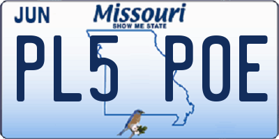 MO license plate PL5P0E