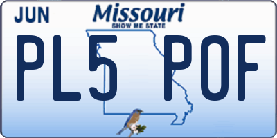 MO license plate PL5P0F