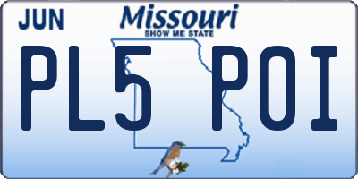 MO license plate PL5P0I