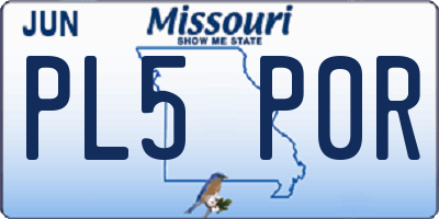 MO license plate PL5P0R