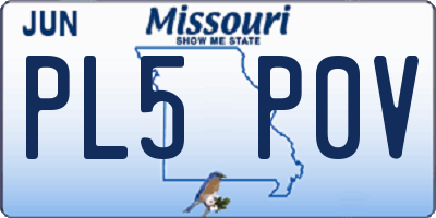 MO license plate PL5P0V