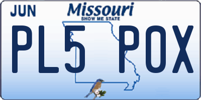 MO license plate PL5P0X