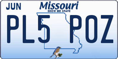 MO license plate PL5P0Z