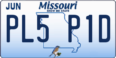 MO license plate PL5P1D