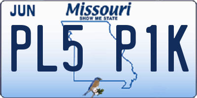 MO license plate PL5P1K