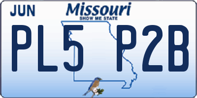 MO license plate PL5P2B
