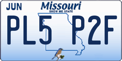 MO license plate PL5P2F