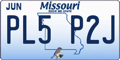 MO license plate PL5P2J