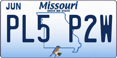 MO license plate PL5P2W