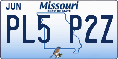 MO license plate PL5P2Z
