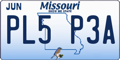 MO license plate PL5P3A