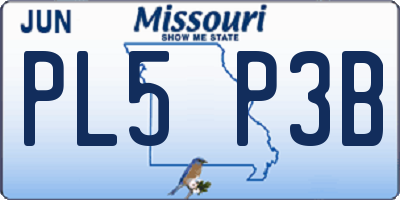 MO license plate PL5P3B