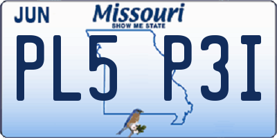MO license plate PL5P3I
