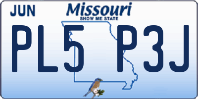 MO license plate PL5P3J